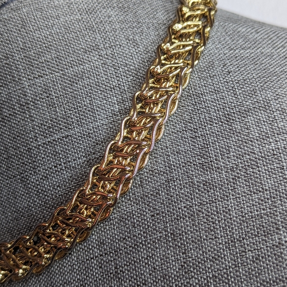 Large Collar necklace vintage gold tone - Picture 3 of 11